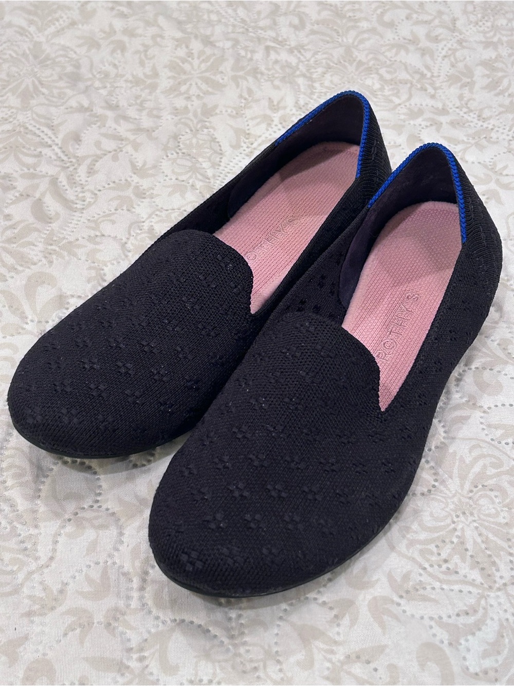 Rothy's Limited Edition Shimmer Loafer Round Toe Flats Navy Blue Slip On Sz W9